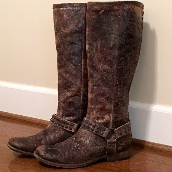 Frye Shoes - frye ‘phillip’ tall distressed harness boots